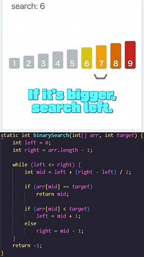 “Binary Search Explained in Seconds ⏱️” #algorithms #programming #coding