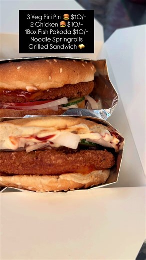 3 Veg Piri Piri 🍔 $10/- 2 Chicken 🍔 $10/- 1Box Fish Pakoda $10/- Noodle Springrolls Grilled Sandwich 🥪 Frostbite Quencher Food Truck🚚 📍 21 Bramsteele Rd, Brampton 📞 249-999-0028 Opp Nawab Motors Steels Ave/Rutherford Tiktok and Insta: FrostbiteQuenchers For promotion of Outlet, Truck/Cart or Store send message #Frostbitequnchers #burgerdealbrampton #chickenburgerbrampton #fishpakodabrampton noodlespringrollbrampton@Frostbite Quenchers@Frostbite Quenchers @Frostbite Quenchers