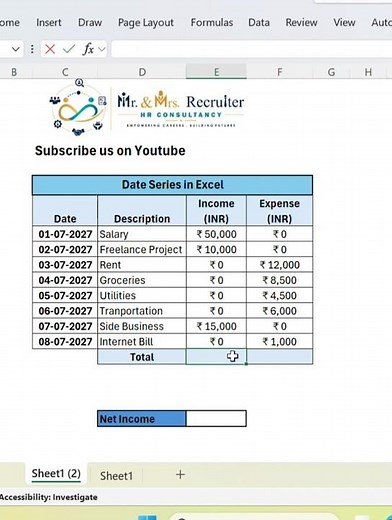 How to Track Income & Expenses in Excel | Create a Simple Budget Tracker | Excel Tutorial #excel