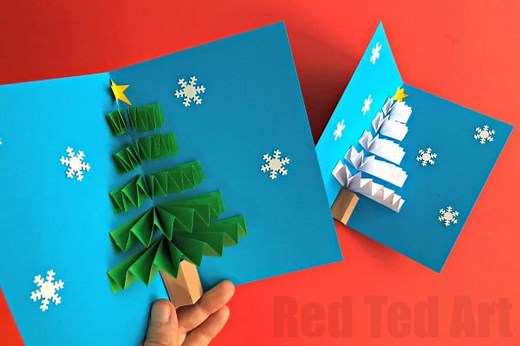 How to Make a 3D Christmas Card Pop Up DIY - Red Ted Art