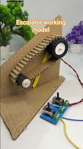 Escalator working model with cardboard * scienceproject #schoolproject #project #tech #dcmotor #diy