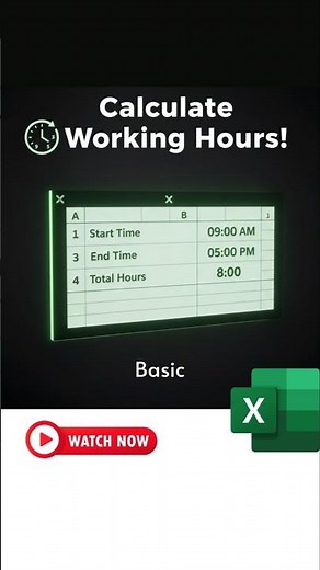 ⏱️ Calculate Working Hours in Excel Like a Pro! #shortvideo