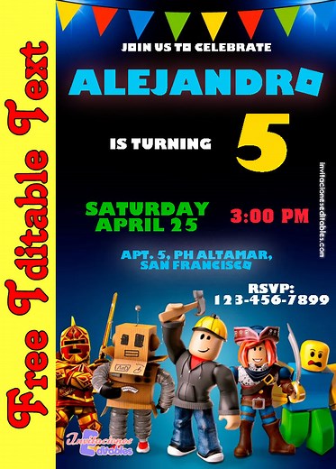 Free Editable Template Roblox Invitation 01 2026