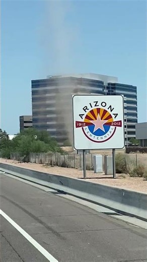 Huge dust devil a dust tornado along the I-10 in Phoenix