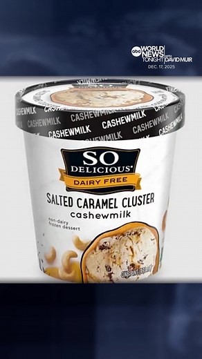 Danone is voluntarily recalling pints of its “So Delicious Dairy Free Salted Caramel Cluster” ice cream. The pints may contain foreign objects such as small stones. David Muir reports on the nationwide recall.