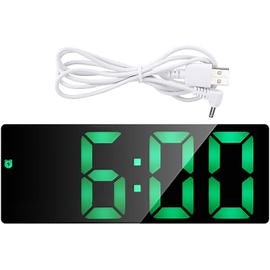 Horloge Électronique Multifonction Led Affichage Numérique Miroir Réveil Horloge Alimentée Par Batterie/Câble Usb Avec Affichage De La Date De Température | Rakuten