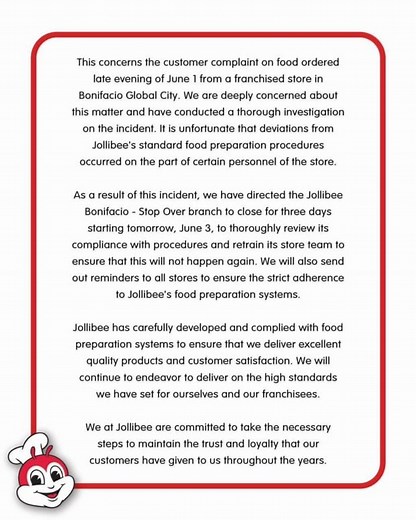 Jollibee temporarily shuts down branch in ‘fried towel’ mess