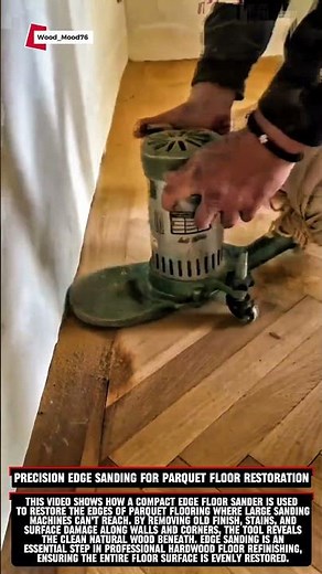 Precision Edge Sanding for Parquet Floor Restoration #woodworking #satisfying #carpentry #wood