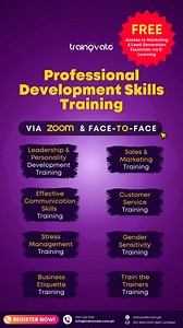 Want to develop stronger leaders and better communicators in your organization? Join our Professional Development Skills Training ✨ Enroll now and get FREE access to Marketing & Lead Generation Essentials via E-Learning! 🎁 | Trainovate