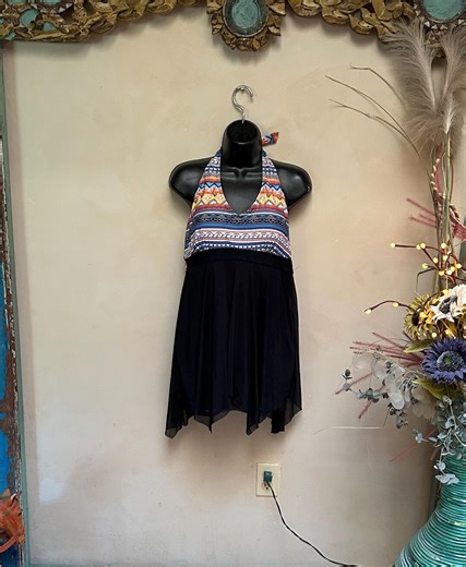 Vintage 90’s Halter Neck Swim Dress, With Under Shorts, Size L, Skirted Swimsuit, Flattering Silhouette , Modest Bathing Suit - Etsy