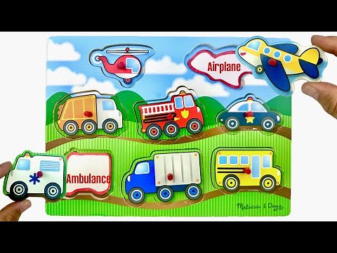 Learn Vehicles with Activity Puzzle | Best Toddlers Learning Video Police Car, Fire Truck, Ambulance