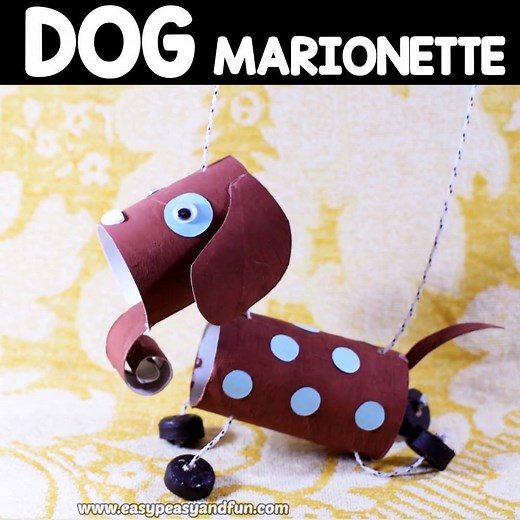 How To Make a Dog Marionette Puppet https://www.easypeasyandfun.com/how-to-make-a-dog-marionette-puppet/ | Easy Peasy and Fun
