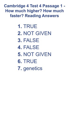Cambridge 4 Test 4 Reading Passage 1 - How much higher? How much faster? Reading Answers 17.12.2025