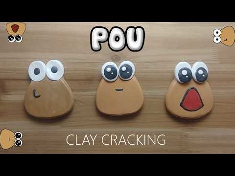 baby Pou clay cracking 아기 포우 점토 부수기