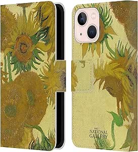 Head Case Designs Officially Licensed The National Gallery Sunflowers Art Leather Wallet Case Compatible with Apple iPhone 13 Mini