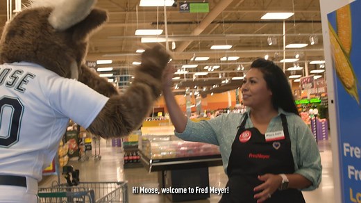 13K views · 308 reactions | The Mariner Moose shops at Fred Meyer. Be like the Mariner Moose. For every $1 you spend on participating products at a Fred Meyer store, you can accumulate Mariners Rewards points to cash in on tickets, merch, memorabilia and more! atmlb.com/3SUvkQz | Seattle Mariners | Facebook
