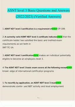 ASNT level 3 Questions and Answers 20252026 100 Correct Verified Answers4380