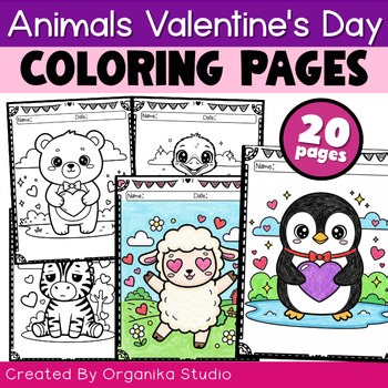 Easy Valentine's Day Coloring Pages | Animals Valentine’s Day Coloring Pages