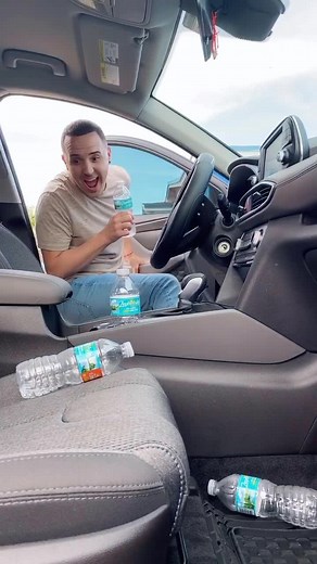 Hilarious Car Moment with a New Water Bottle