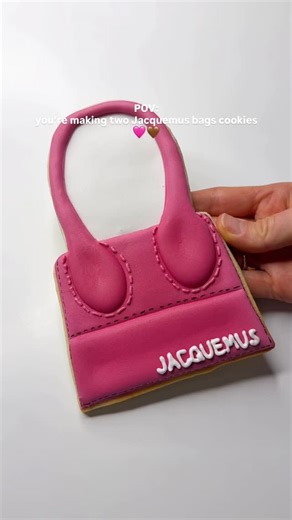 Helen | Cookie Designer | Fashion Sugar Cookies on Instagram: "what you’re favorite Pink or Brown?🤎🩷 🔗links in my bio #diy #cookiedecorating #asmrsounds #cookieartist #satisfyingvideo Sugar cookie, royal icing, Jacquemus bags , cookie artist , cookie decorating, ASMR sounds, satisfying video, DIY, tutorial"