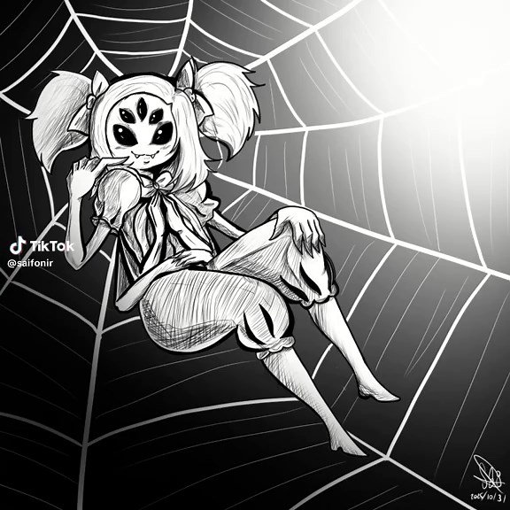 I’d been thinking about doing a Halloween drawing for a while, but time got away from me— so I decided to go with something black and white… and ended up choosing Muffet! #halloweenishere #muffet #spider #speedpaint #undertale