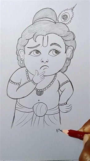 drawing of little krishna easy and beautiful 😍
