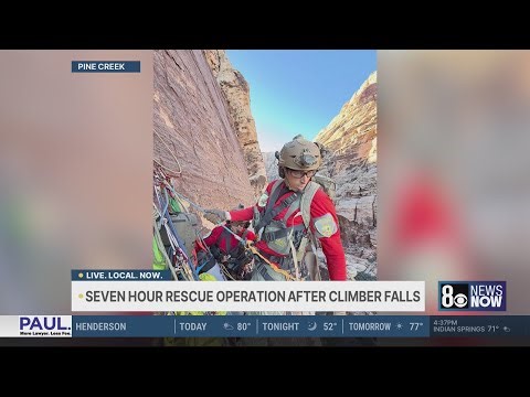 Rock climber falls 40 to 50 feet on Red Rock multipitch; seven-hour rescue conducted