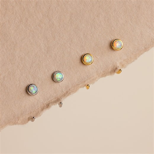 Opal Threader Earrings by Caitlyn Minimalist • Dainty Bezel Hoop Earrings • Opal Gemstone Jewelry • Birthday Gift for Her • ER538 - Etsy