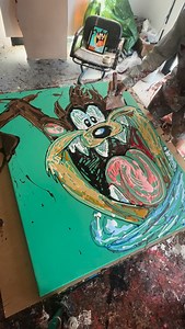 “ABSTRACT TAZ” - Custom order for a dear client 🙏✨ - Acrylic paint on canvas 120x100cm. - #popart #tazmaniandevil #loonytunes #loonytoons #art #contemporaryart | Gabriele Serrini the other paint.