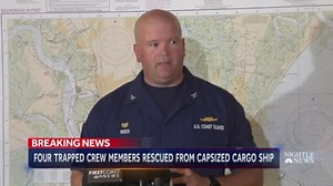 Four trapped crew members rescued from capsized cargo ship
