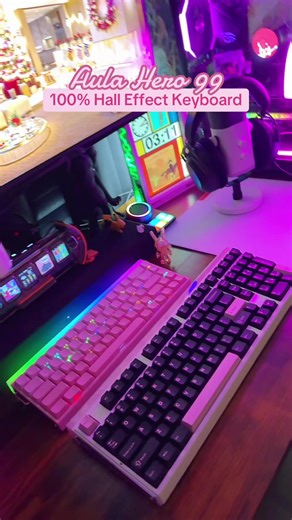 Mechanical keyboard with swappable key caps and magnetic switches! Aula Hero 99 has a nice creamy sound right out of the box on the Black and Pink colorway! Each colorway has a different set of switches so make sure you grab the pink one before it’s gone! Lock in this keyboard by clicking the orange cart on bottom left of the screen or at the top of the comment section! #keyboard #keyboards #mechanicalkeyboard #holidayhustle #TikTokCreatorSearchInsightsIncentive