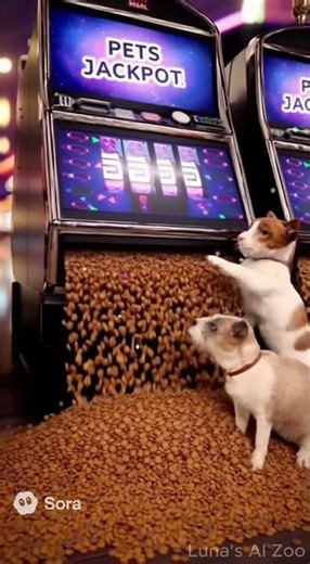 Dog's Dream Come True: Slot machine drops tons of kibble! 🎰 #shorts #dog #jackpot
