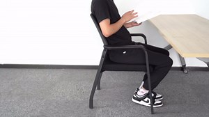 Desk Chair No Wheels, Waiting Room Office Guest Chairs with Lumbar Support and Mid Back Mesh Space Air Grid Series for Reception Conference Room for Office School Church, Black