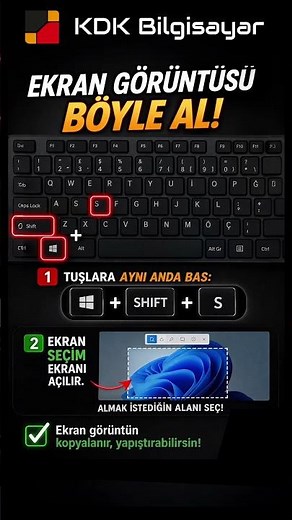 Bilgisayarda Ekran Görüntüsü Alma ⚡ 1 Saniyede (Windows Kısayol)