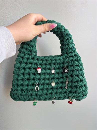 Green Mini Crochet Purse With Lucky Charms - Etsy