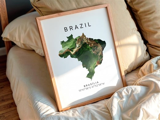 Brazil Map Printable Wall Art | Rio De Janeiro Poster Digital Download | Minimalist Marble Map | Travel Gift Printable - Etsy Australia