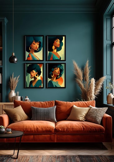 Afro Woman Portrait Set | Black African Art Prints | Boho Wallpaper (digital Download) - Etsy