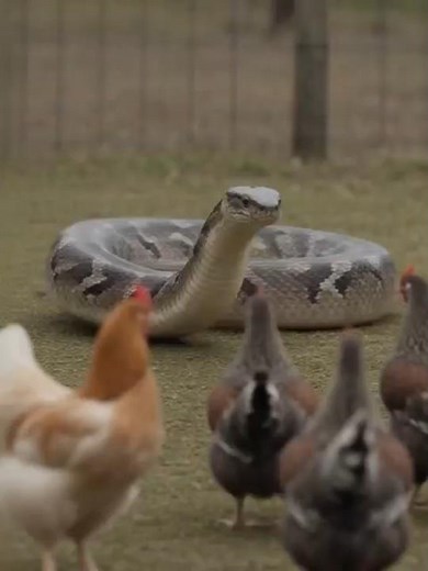 a huge snake attacks guinea fowl and chikens #animals