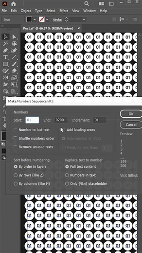 How to create auto numbering in Adobe illustrator with just one click.