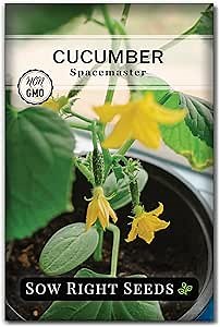 Sow Right Seeds - Spacemaster Cucumber Seeds for Planting - Non-GMO Heirloom Packet with Instructions to Grow an Outdoor Home Vegetable Garden - Compact Bush Cucumbers - Great for Containers (1)