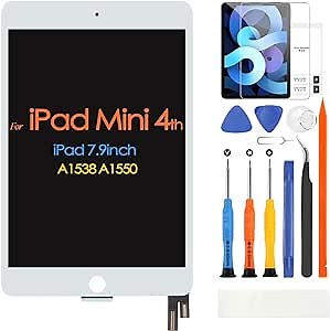 Screen Replacement for iPad mini 4 2015 LCD Display A1538 A1550 7.9" Touch Screen for iPad Mini4 LCD Digitizer Glass Full Assembly with Repair Tools 9White
