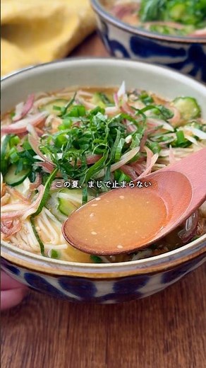 薬味たっぷり✨この夏まじでハマる冷や汁風そうめん🙈