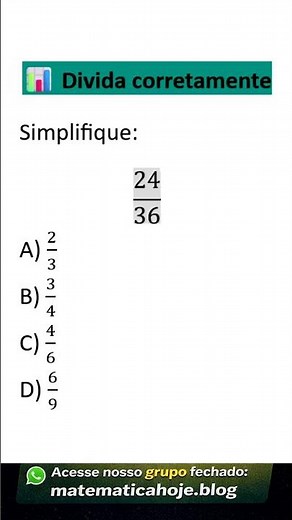 Simplificação de Frações Resolva rápido sem errar