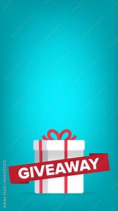 Giveaway animated video for social media post or website banner. Gift box vector animation with modern typography text style.