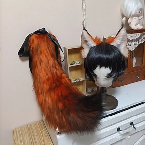 Handmade Red Fox Ears Tail Set Furry Faux Fur Animal Ears Hairband, Cute Fox Ears Red Tail Set Fursuit Party Cosplay Fox Halloween Costume - Etsy
