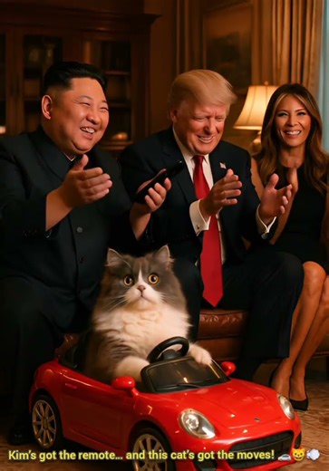 Kim Controls, Trump Reacts — Cat Drives a Toy Car Like a Pro! 🚗😹🎮