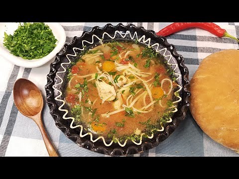 Tasty, rustic chicken soup with noodles (or vermicelli).