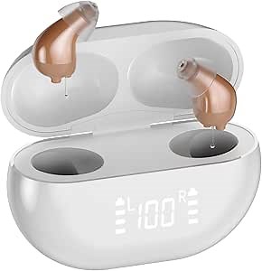 Hearing Aids, Rechargeable 16-Channel Digital OTC Hearing Aids for Seniors Hearing Loss with Charging Case, Invisible Hearing Amplifier with Noise Cancelling for Adults