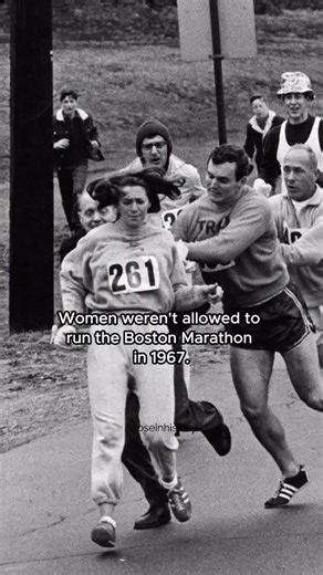That’s just 57 years ago 🤯 Vide credit • @roseinhistory Kathrine Switzer made history in 1967 when she became the first woman to officially run the Boston Marathon. At that time women were widely believed to be “too weak” for long distance running, and no woman had ever run the race with an official bib. Switzer registered using the name “K V Switzer,” so officials did not realize she was a woman until the race had already started. Around mile four the race manager Jock Semple spotted her and c