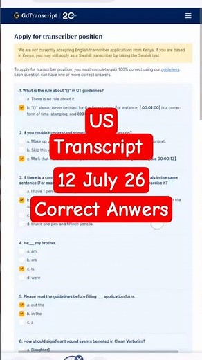 GoTranscript Test Part A | Mcqs pass